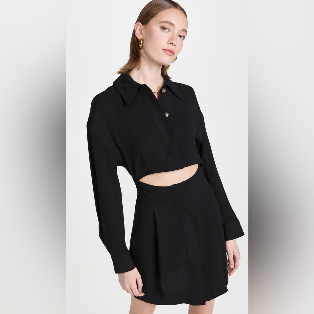 Victoria Beckham Trompe Shirt Dress Black, Cutout